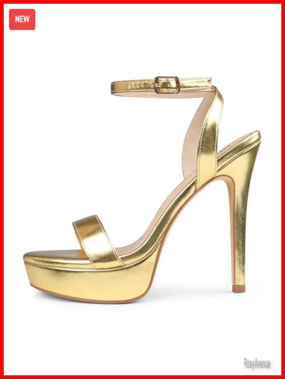 MERUMOTE Women's Open Toe Stiletto High Heels Faux Leather Ankle Strap Sandals